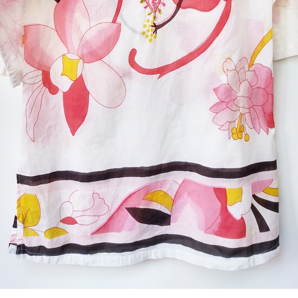 La Cera Floral Tunic Top 3/4 Sleeve Size Medium - Picture 7 of 9